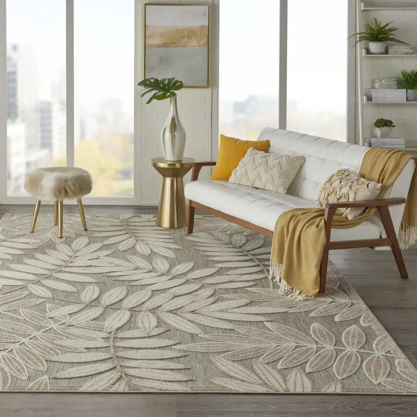 Natural Floral Indoor Outdoor Area Rug Photo 2