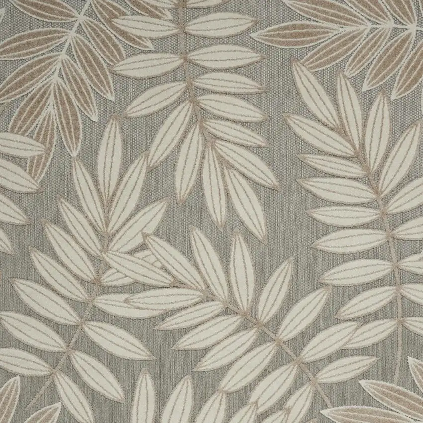 Beige Gray And Ivory Botanical Leaves Indoor Outdoor Area Rug Photo 3