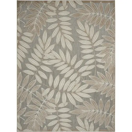 Beige Gray And Ivory Botanical Leaves Indoor Outdoor Area Rug Photo 1