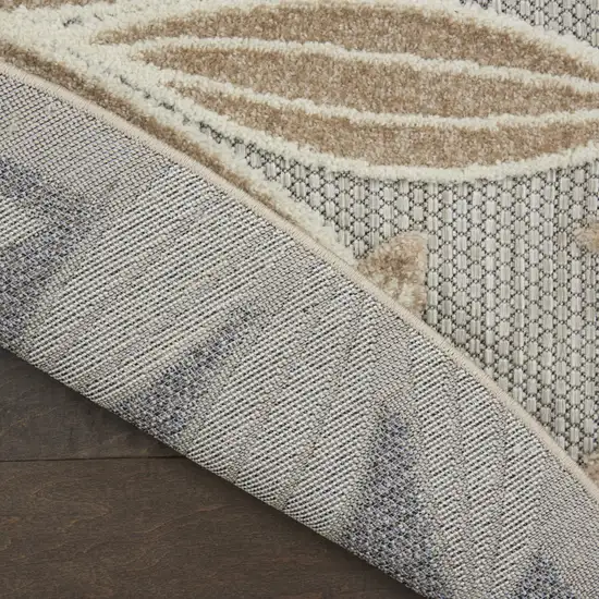 8' Gray And Ivory Round Floral Indoor Outdoor Area Rug Photo 9