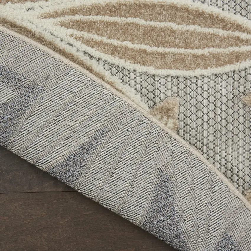 8' Gray And Ivory Round Floral Indoor Outdoor Area Rug Photo 9