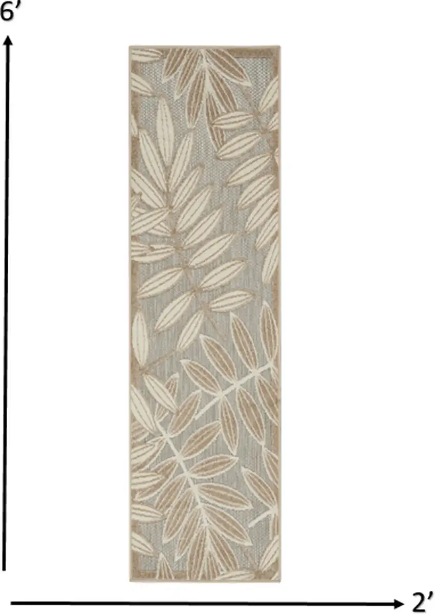 Natural Leaves Indoor Outdoor Runner Rug Photo 5