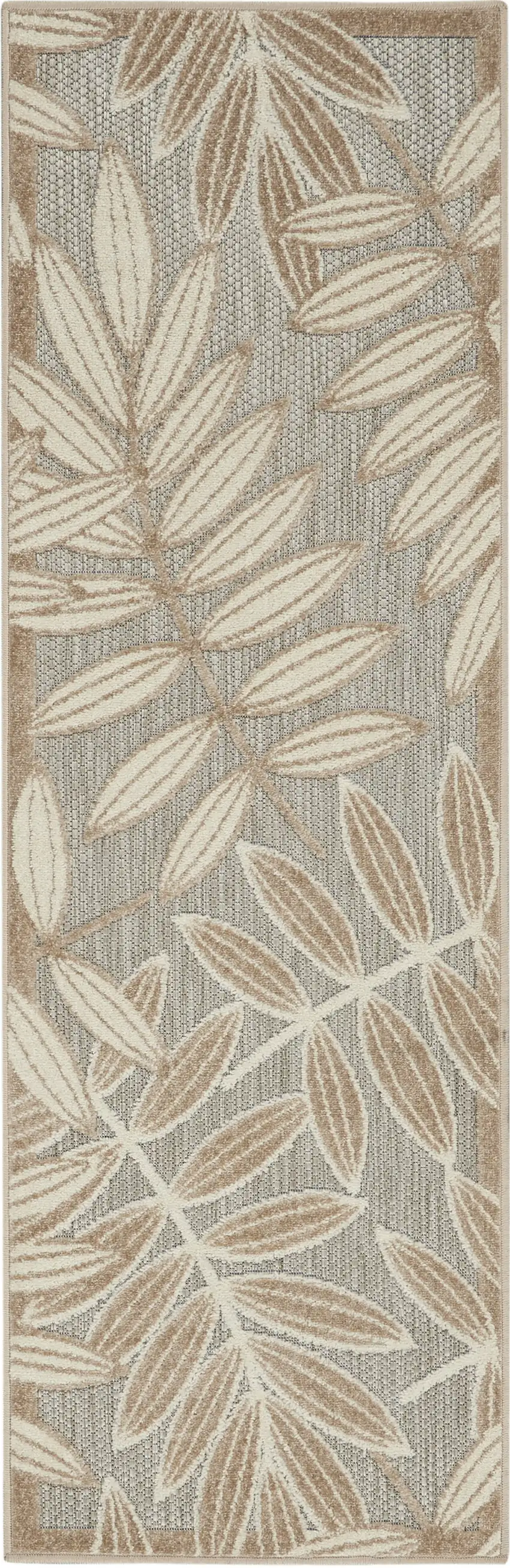 Gray And Ivory Floral Stain Resistant Indoor Outdoor Runner Rug Photo 9