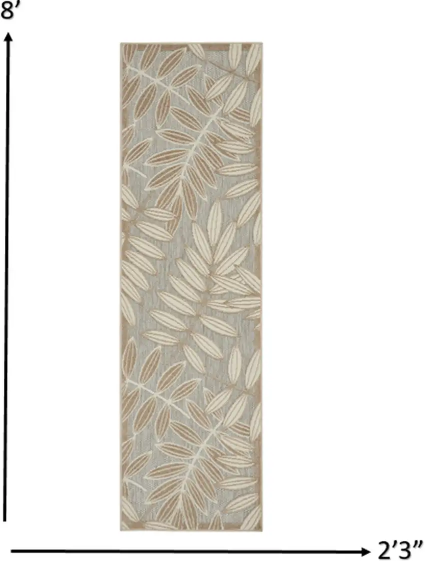 Natural Leaves Indoor Outdoor Runner Rug Photo 5