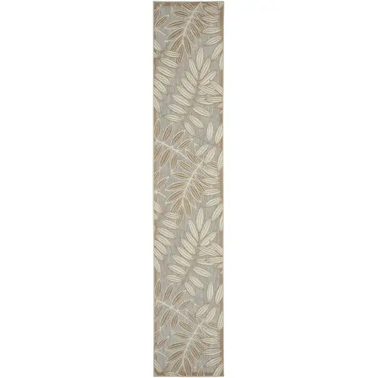 Gray And Ivory Floral Indoor Outdoor Runner Rug Photo 1