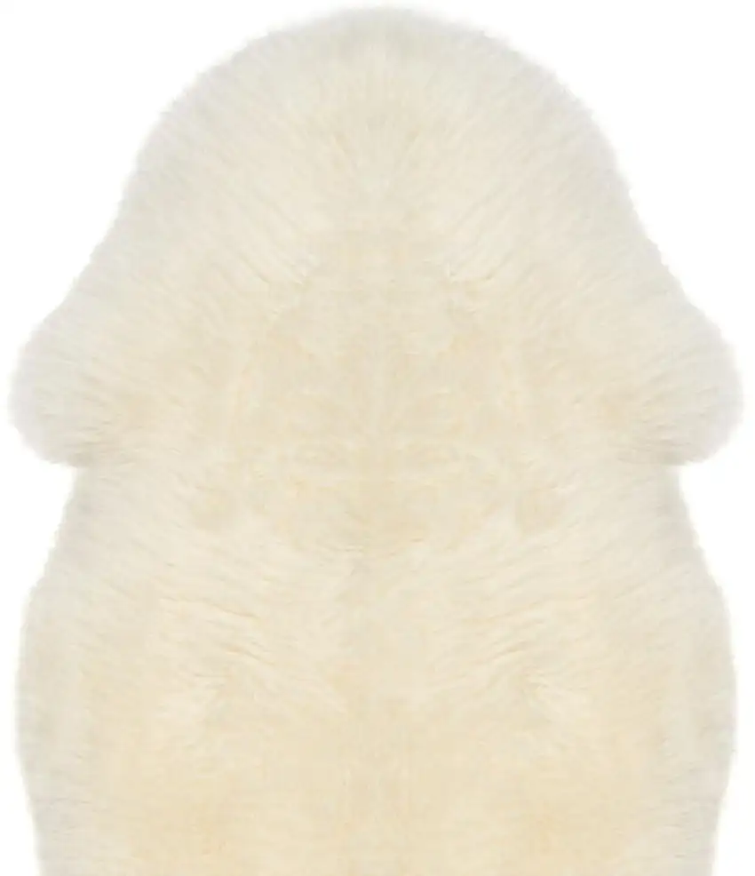 White Natural New Zealand Sheepskin Wool Area Rug Photo 3