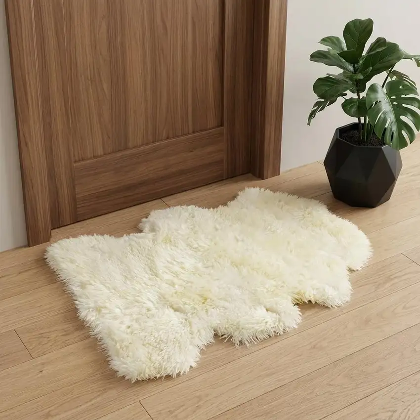 Natural New Zealand Sheepskin Wool Area Rug Photo 1