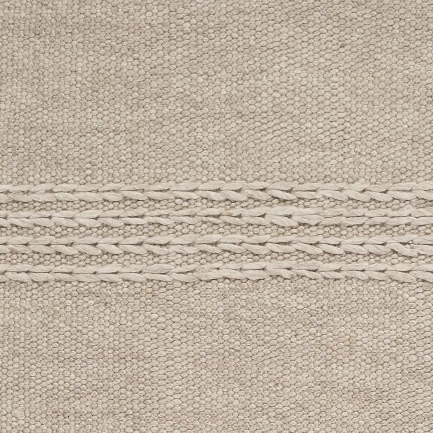 Natural Plain Wool Indoor Area Rug with Fringe Photo 2