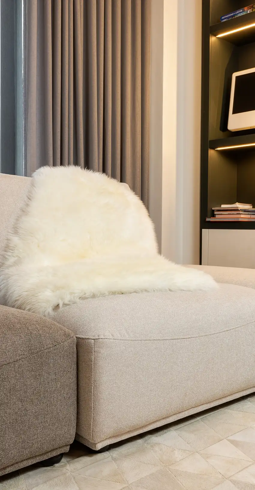 Natural Rectangular Sheepskin Area Rug Photo 7