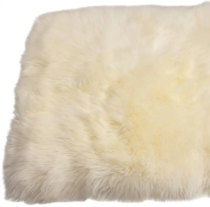 Natural Rectangular Sheepskin Area Rug Photo 2