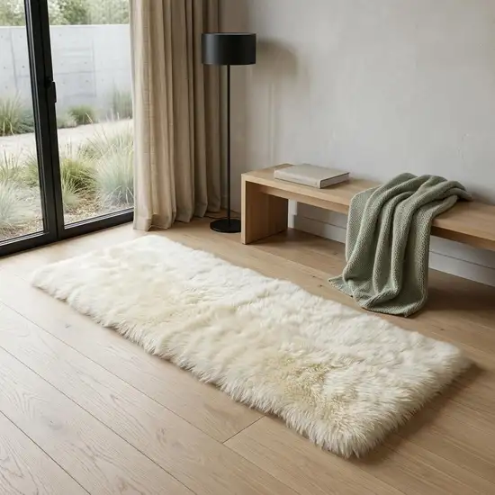 Natural Rectangular Sheepskin Area Rug Photo 1