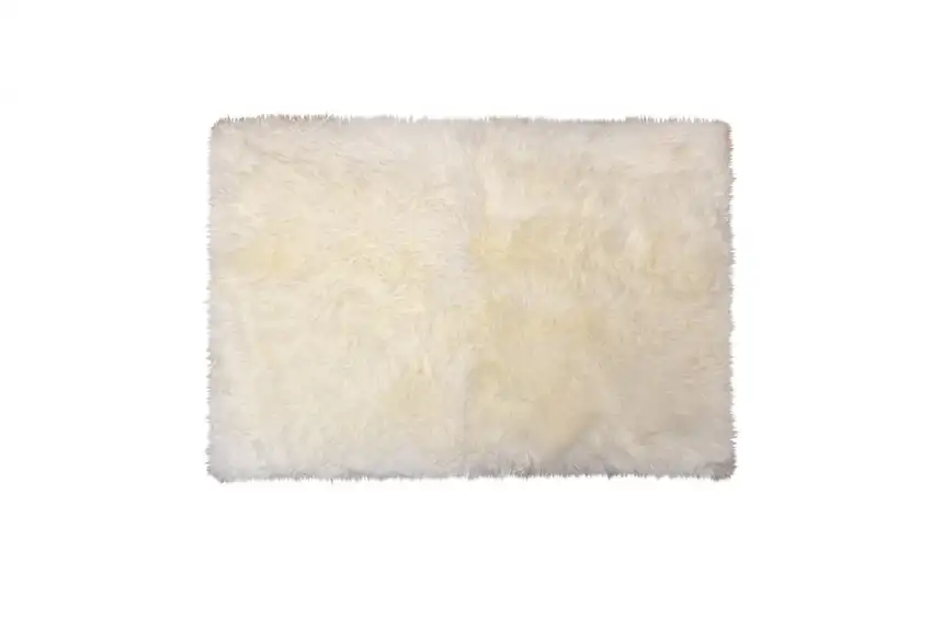 Natural Rectangular Sheepskin Area Rug Photo 2