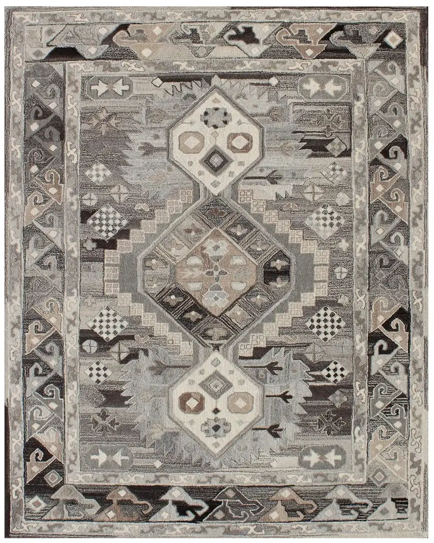 Natural Southwestern Hand Tufted Non Skid Area Rug Photo 2