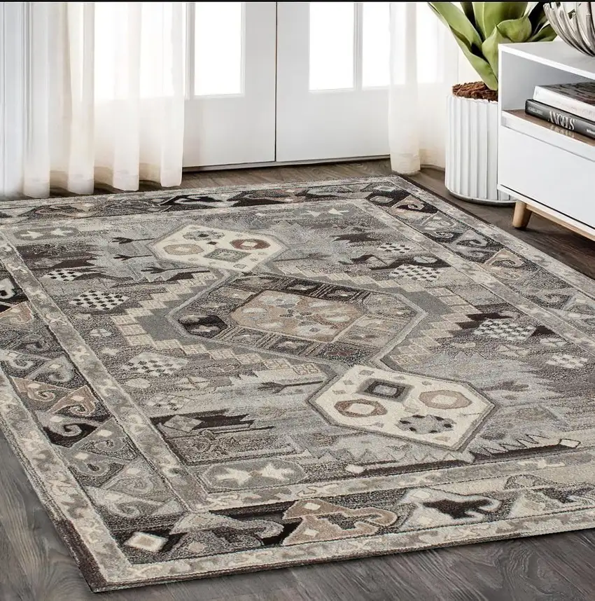Natural Southwestern Hand Tufted Non Skid Area Rug Photo 1