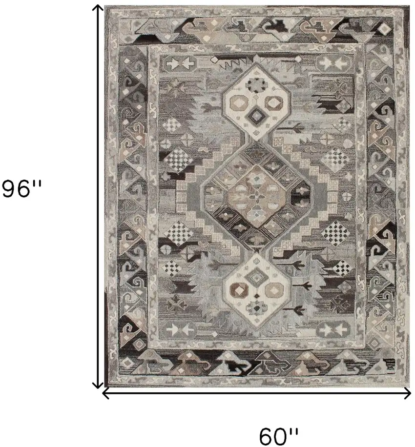Natural Southwestern Hand Tufted Non Skid Area Rug Photo 3