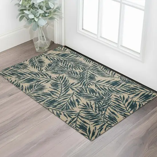 Natural Tropical Botanical Washable Area Rug With UV Protection Photo 1
