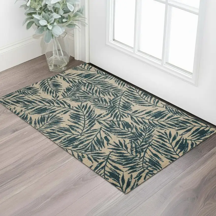 Natural Tropical Botanical Washable Area Rug With UV Protection Photo 1