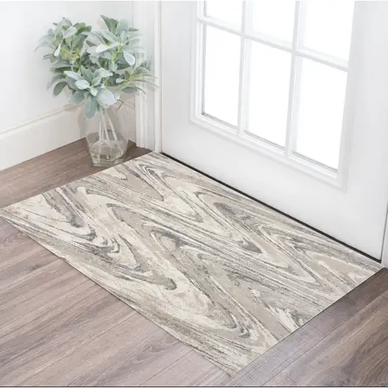 Natural Wavy Brushstrokes Area Rug Photo 1