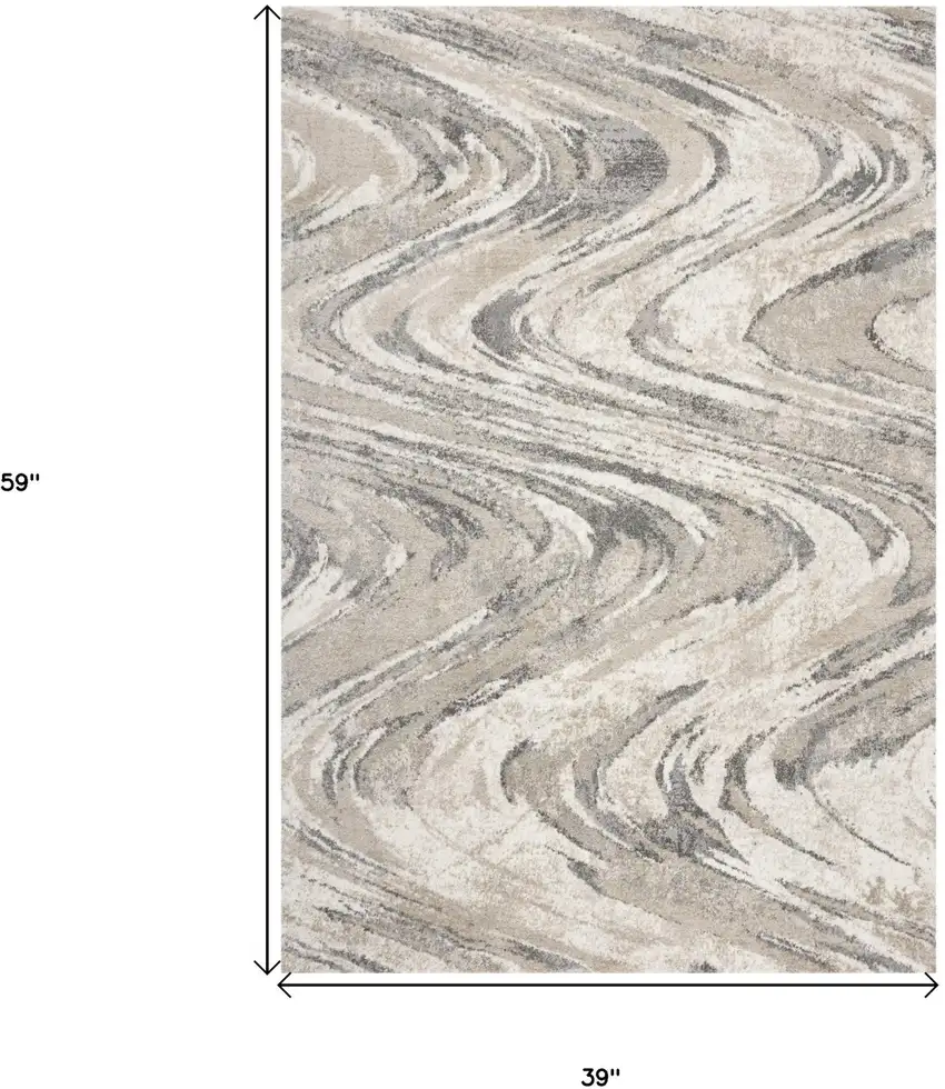 Natural Wavy Brushstrokes Area Rug Photo 3