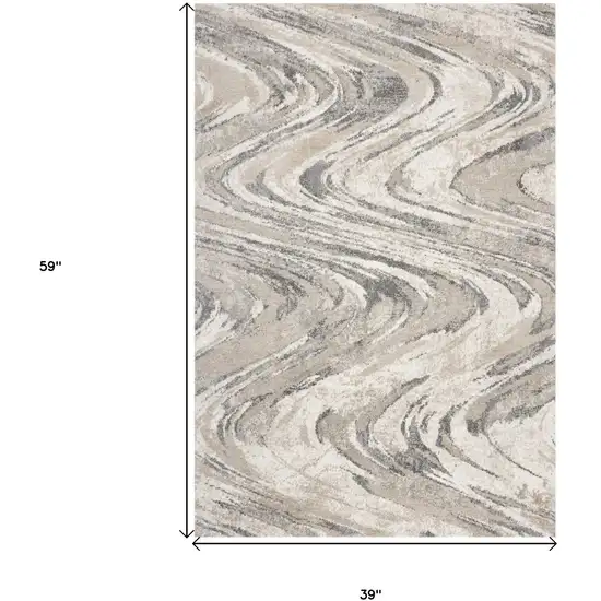 Natural Wavy Brushstrokes Area Rug Photo 3