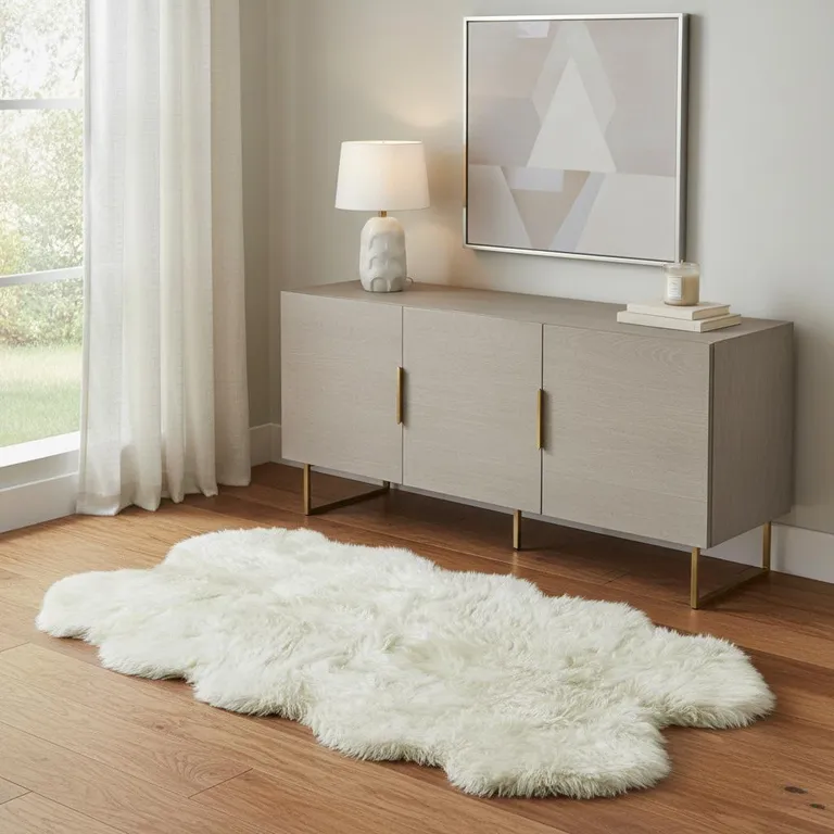 Natural White New Zealand Sheepskin Area Rug Photo 5