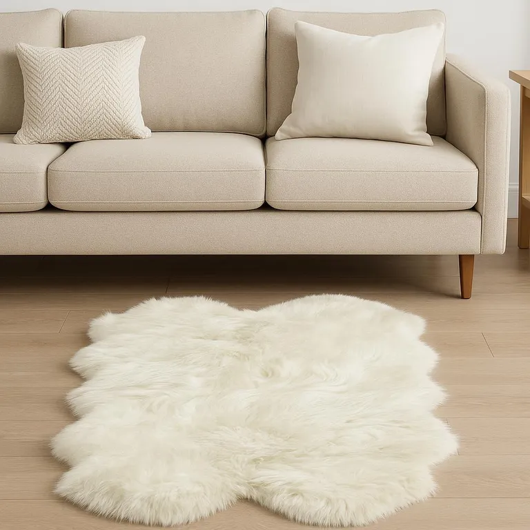 Natural White New Zealand Sheepskin Area Rug Photo 2