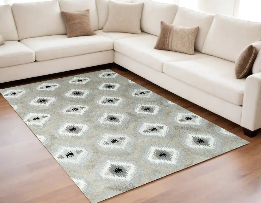 Natural Wool Southwestern Hand Tufted Non Skid Area Rug Photo 1