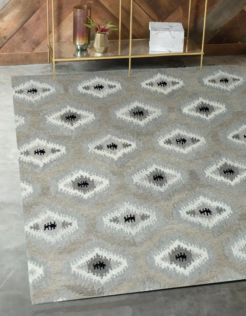 Natural Wool Southwestern Hand Tufted Non Skid Area Rug Photo 5