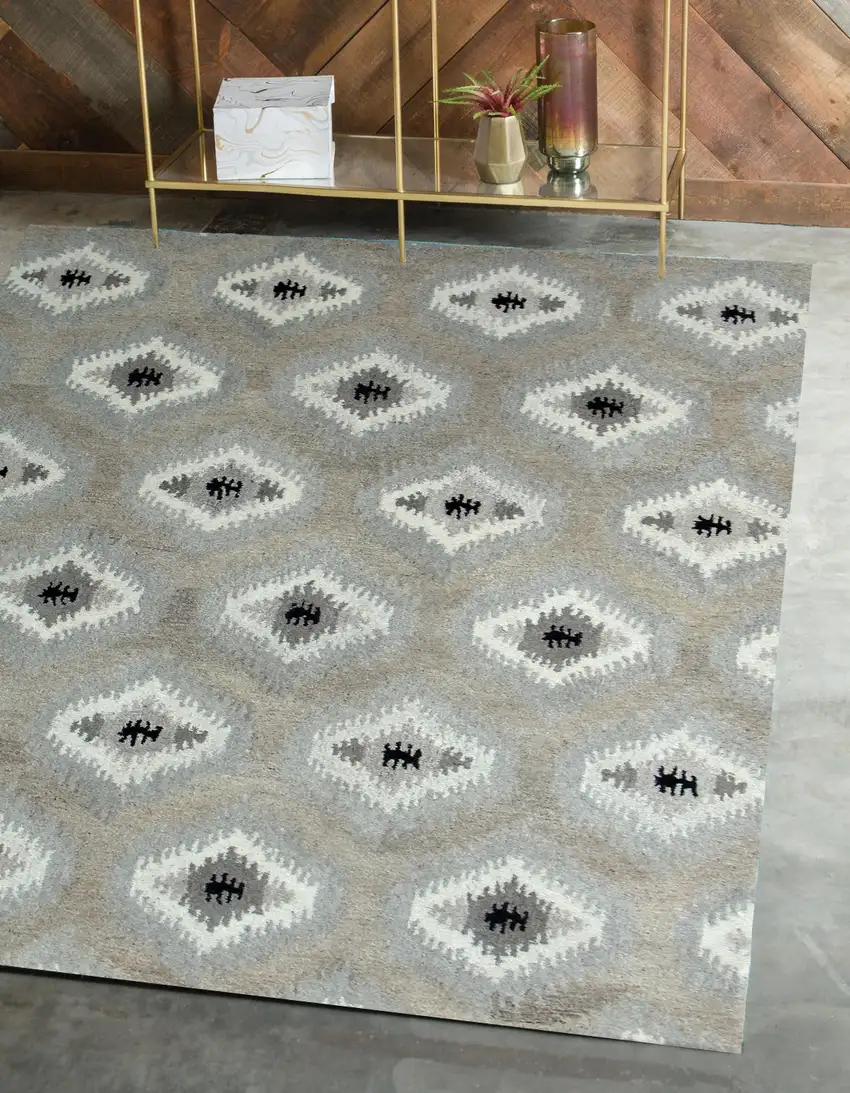 Natural Wool Southwestern Hand Tufted Non Skid Area Rug Photo 6