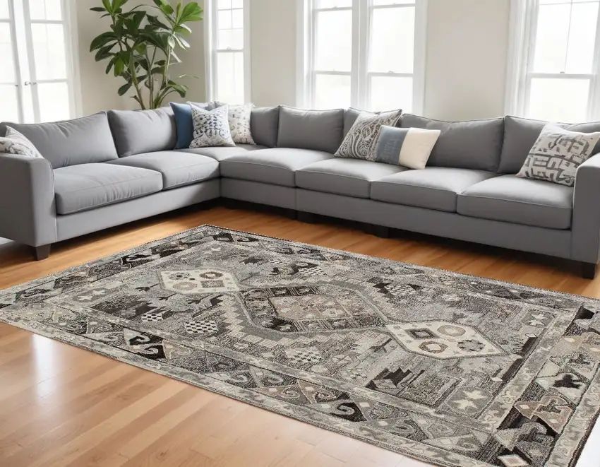 Natural Wool Southwestern Hand Tufted Non Skid Area Rug Photo 1