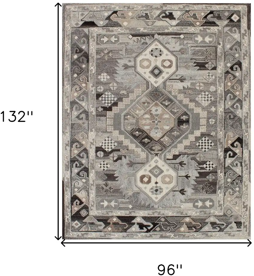 Natural Wool Southwestern Hand Tufted Non Skid Area Rug Photo 7