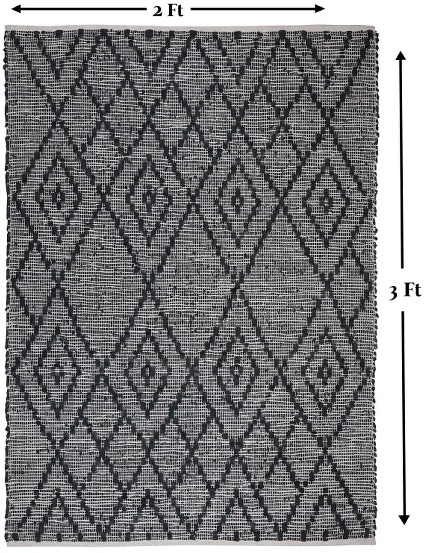 Natural and Black Geometric Handmade Indoor Outdoor Area Rug Photo 7