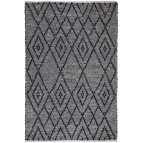 Natural and Black Geometric Handmade Indoor Outdoor Area Rug Photo 2