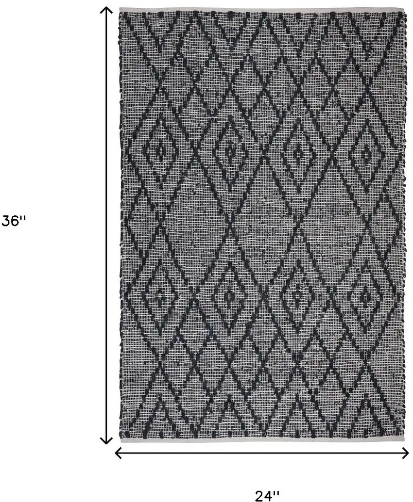 Natural and Black Geometric Handmade Indoor Outdoor Area Rug Photo 3