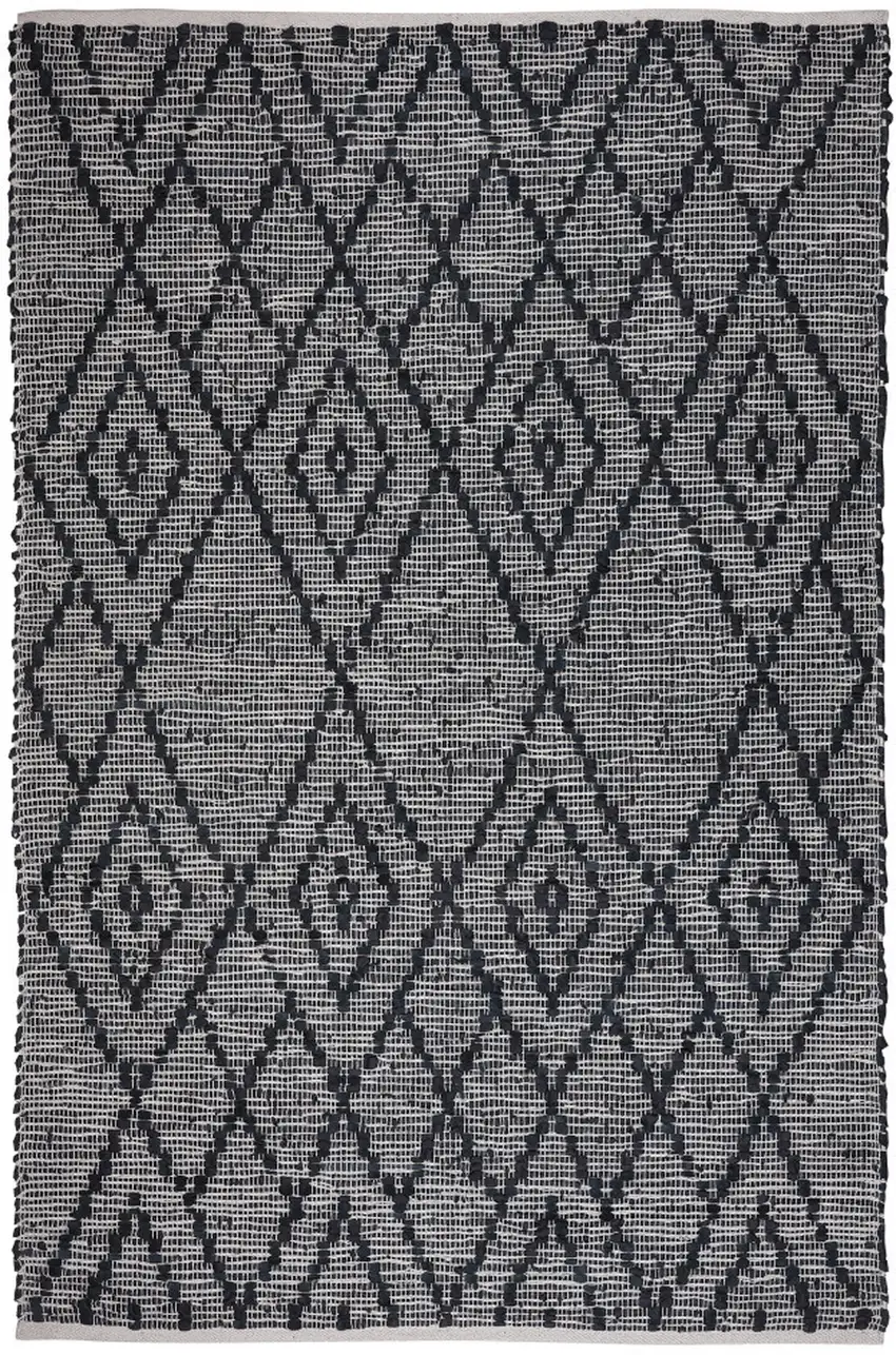 Natural and Black Geometric Handmade Indoor Outdoor Area Rug Photo 4
