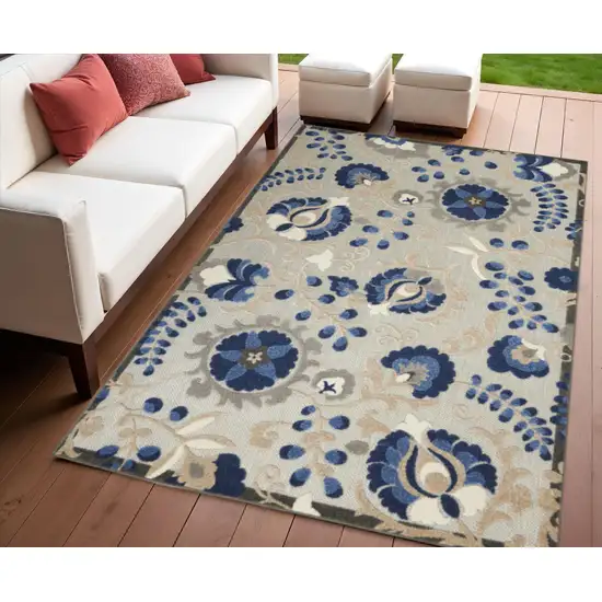 Blue And Gray Indoor Outdoor Area Rug Photo 2