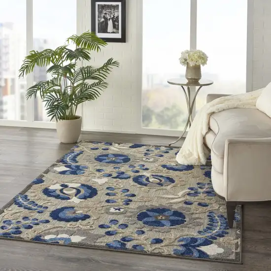 Natural and Blue Indoor Outdoor Area Rug Photo 7