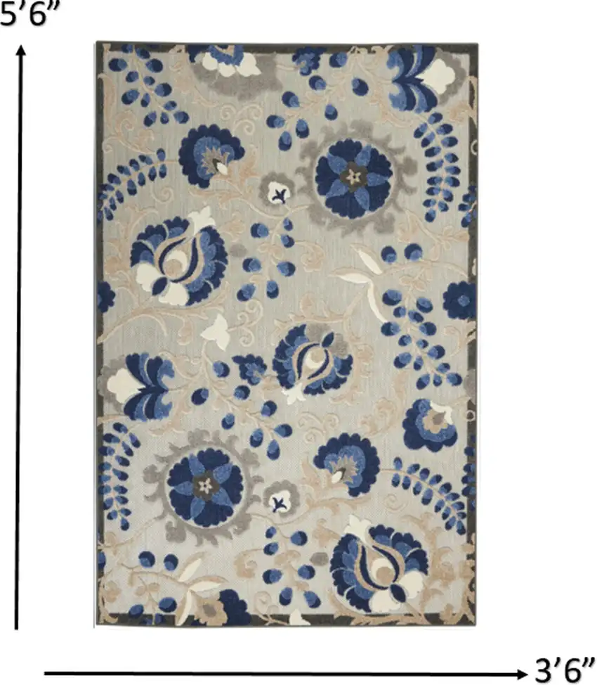 Natural and Blue Indoor Outdoor Area Rug Photo 4