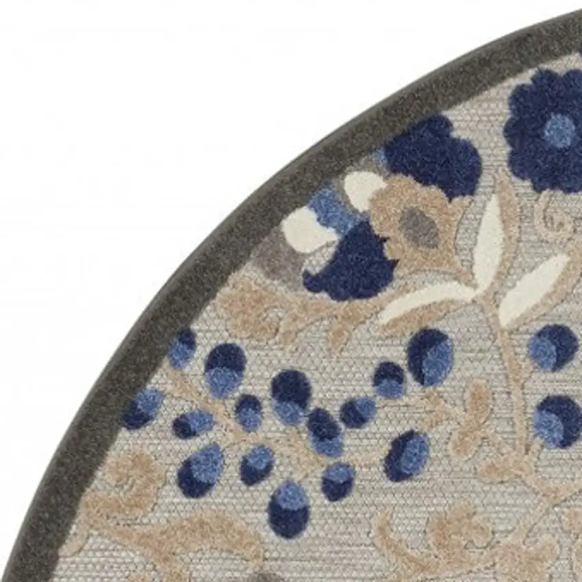 4' Blue And Gray Round Indoor Outdoor Area Rug Photo 3
