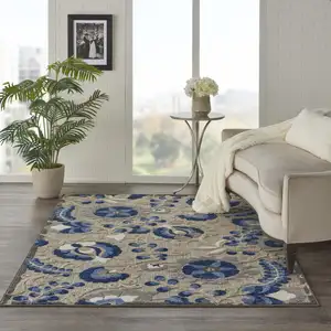 Photo of Natural and Blue Indoor Outdoor Area Rug