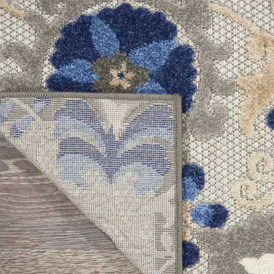Blue And Gray Floral Indoor Outdoor Area Rug Photo 9