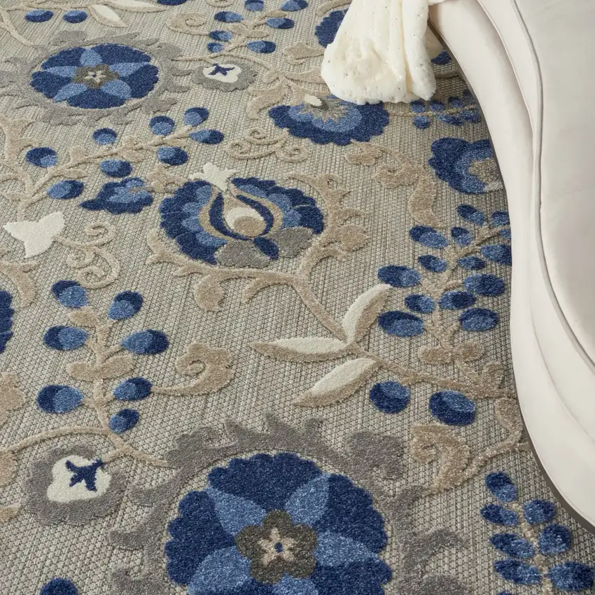 Natural and Blue Indoor Outdoor Area Rug Photo 3