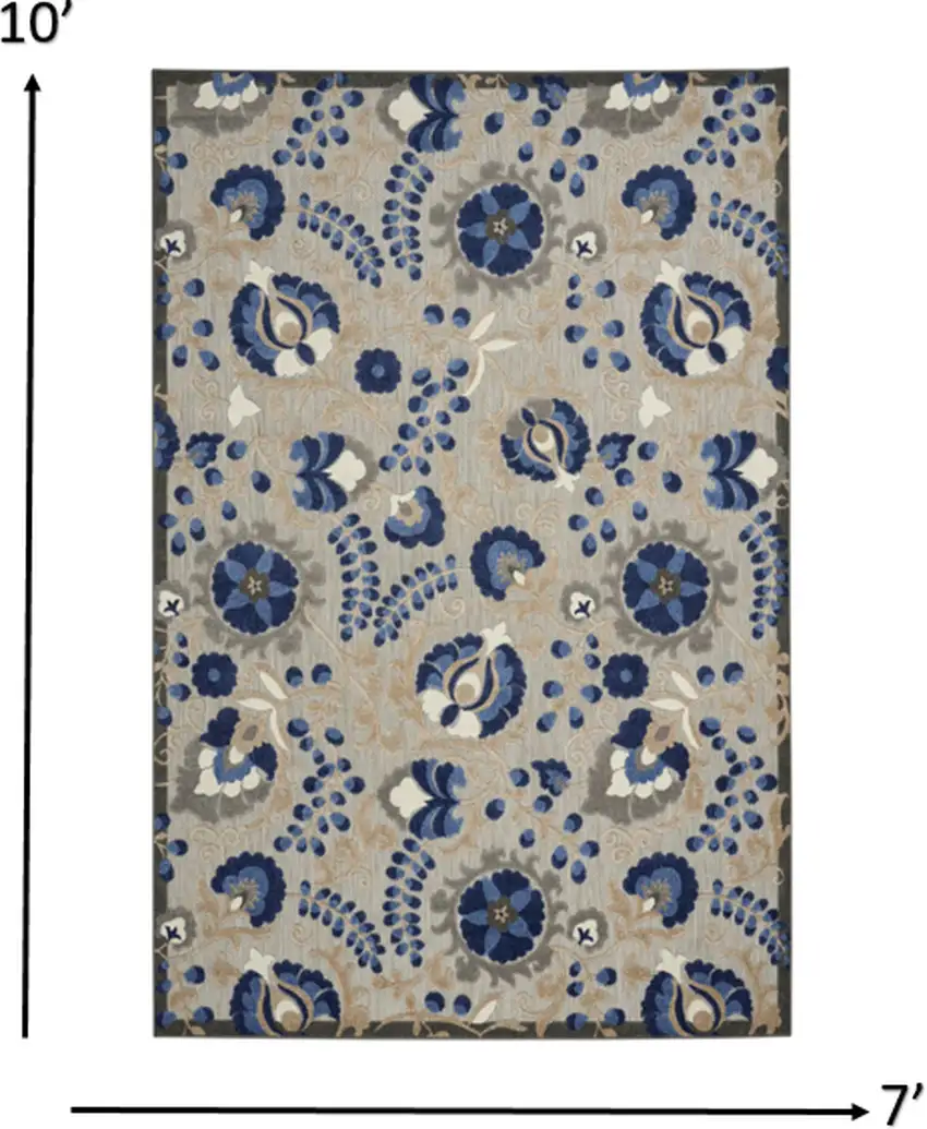 Natural and Blue Indoor Outdoor Area Rug Photo 4