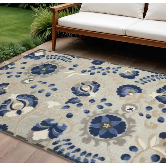 Blue And Gray Indoor Outdoor Area Rug Photo 2