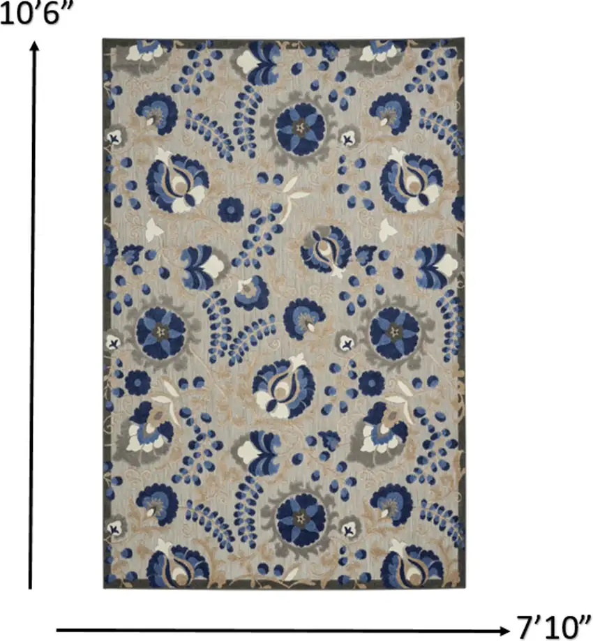 Natural and Blue Indoor Outdoor Area Rug Photo 4