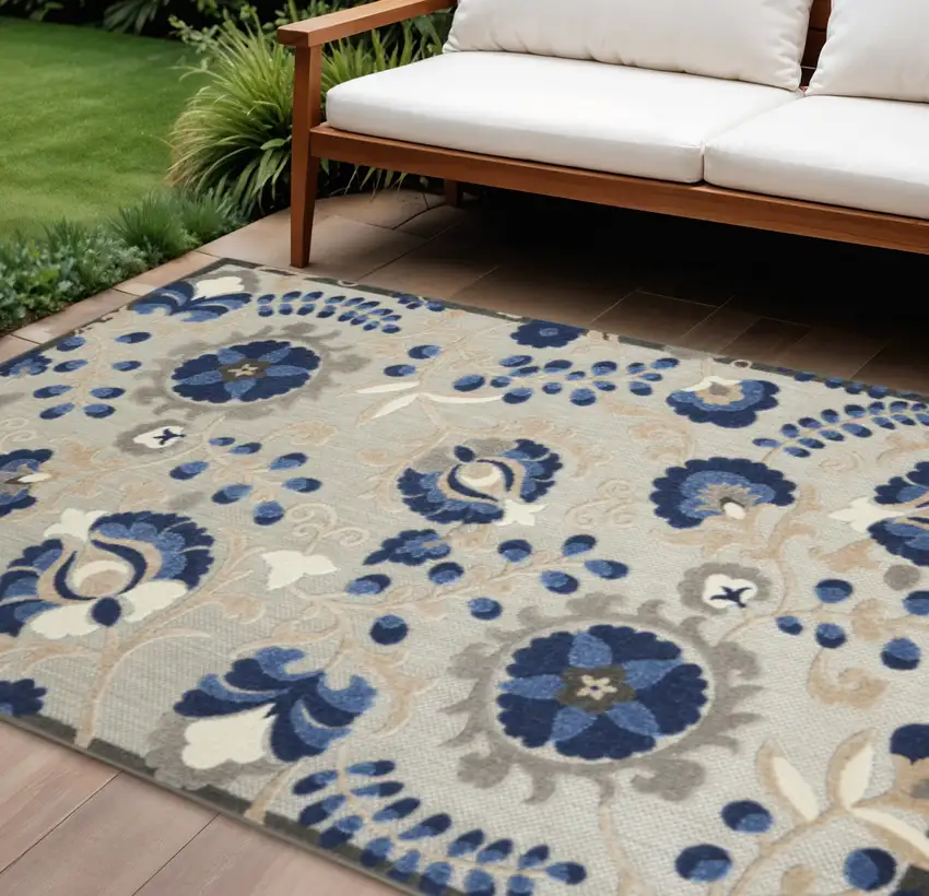 Blue And Gray Indoor Outdoor Area Rug Photo 2
