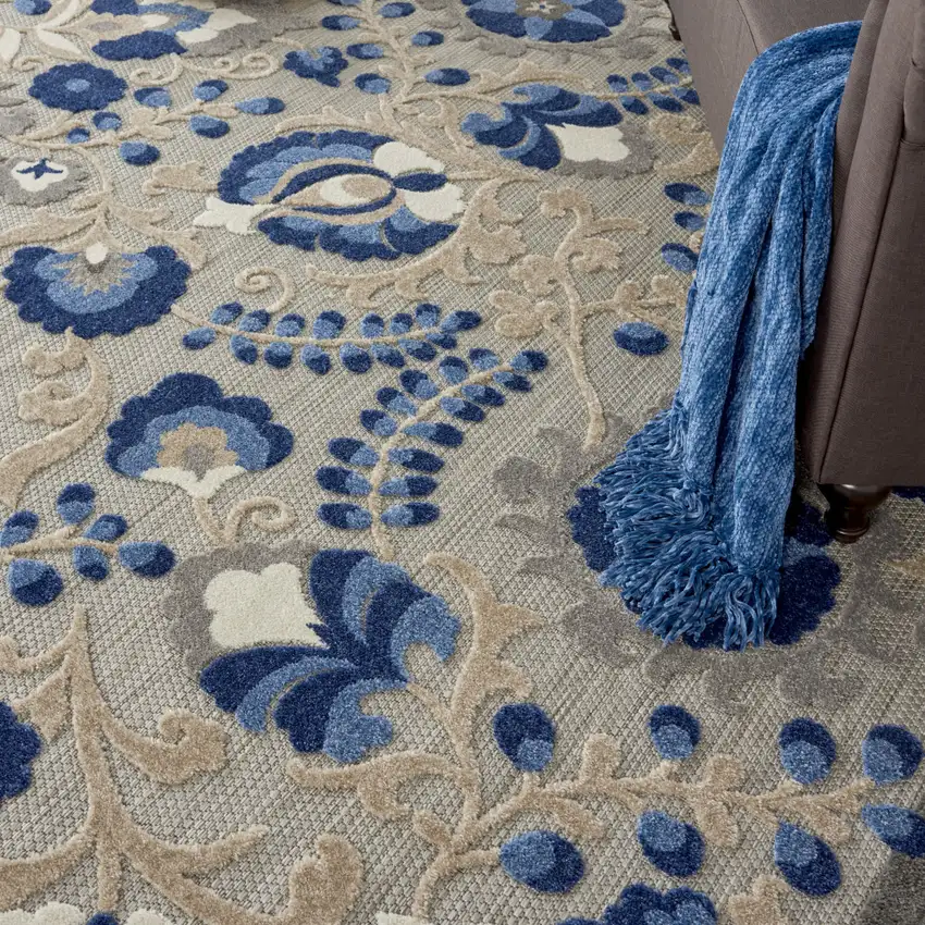 Blue And Gray Indoor Outdoor Area Rug Photo 9