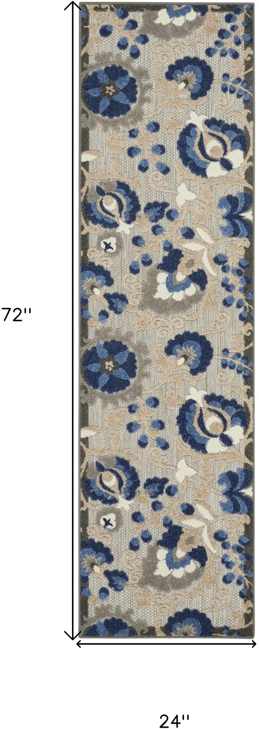 Blue And Gray Floral Indoor Outdoor Area Rug Photo 9