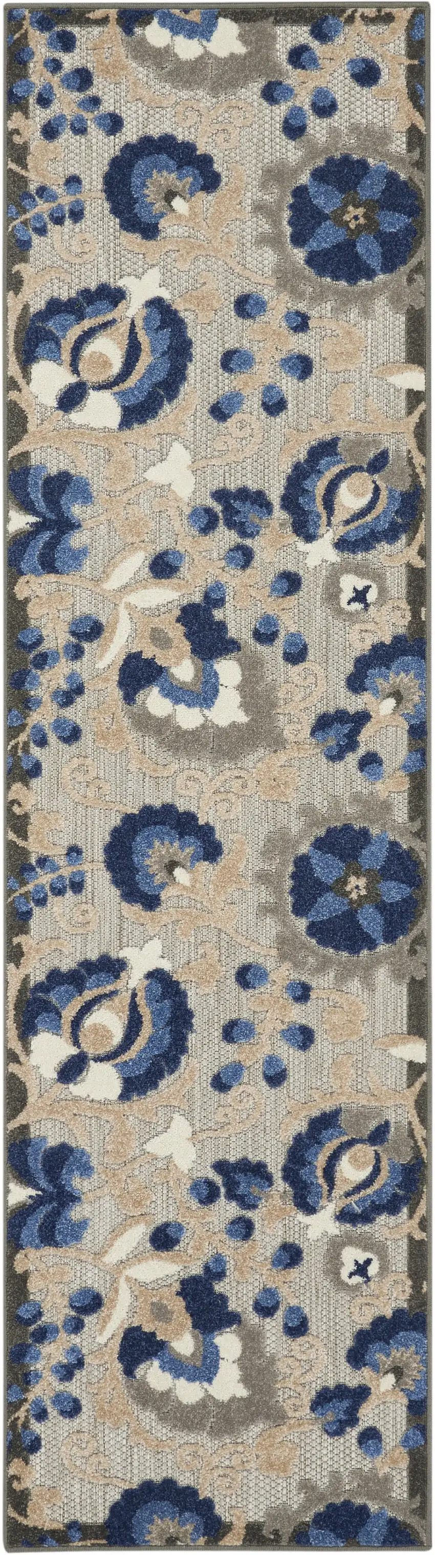 Blue And Gray Floral Indoor Outdoor Area Rug Photo 6