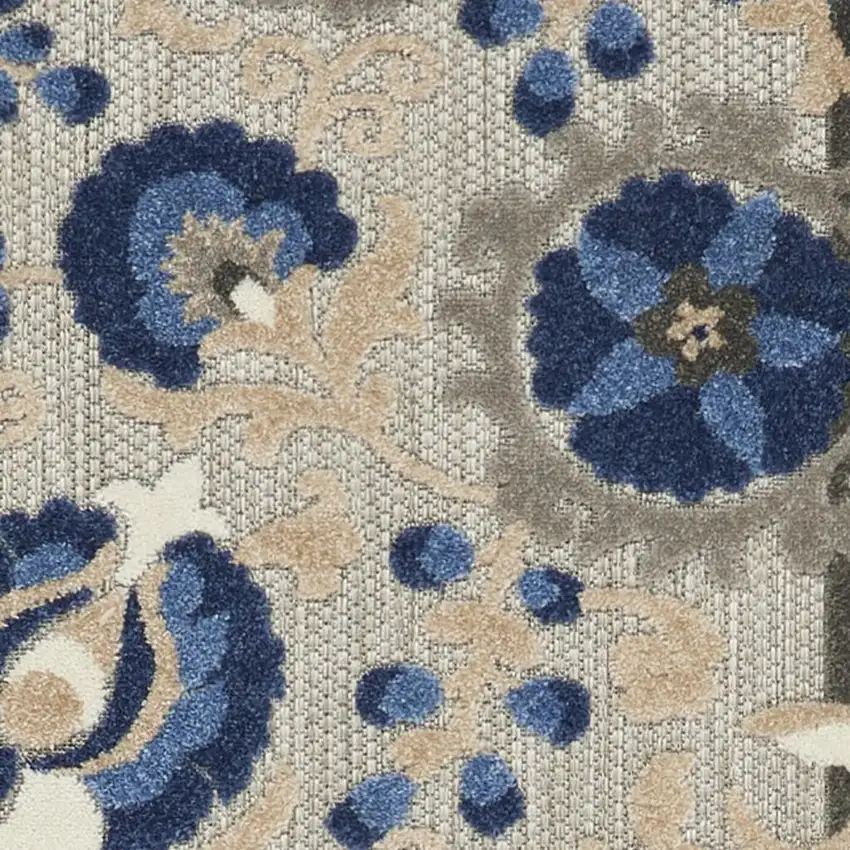 8' Blue And Gray Indoor Outdoor Area Rug Photo 9